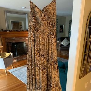 Strapless animal print dress